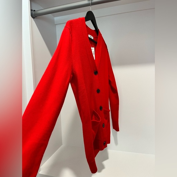 Madewell Merino Wool Boyfriend Cardigan Button Relaxed XXS Bright Cherry NWT - Picture 7 of 12